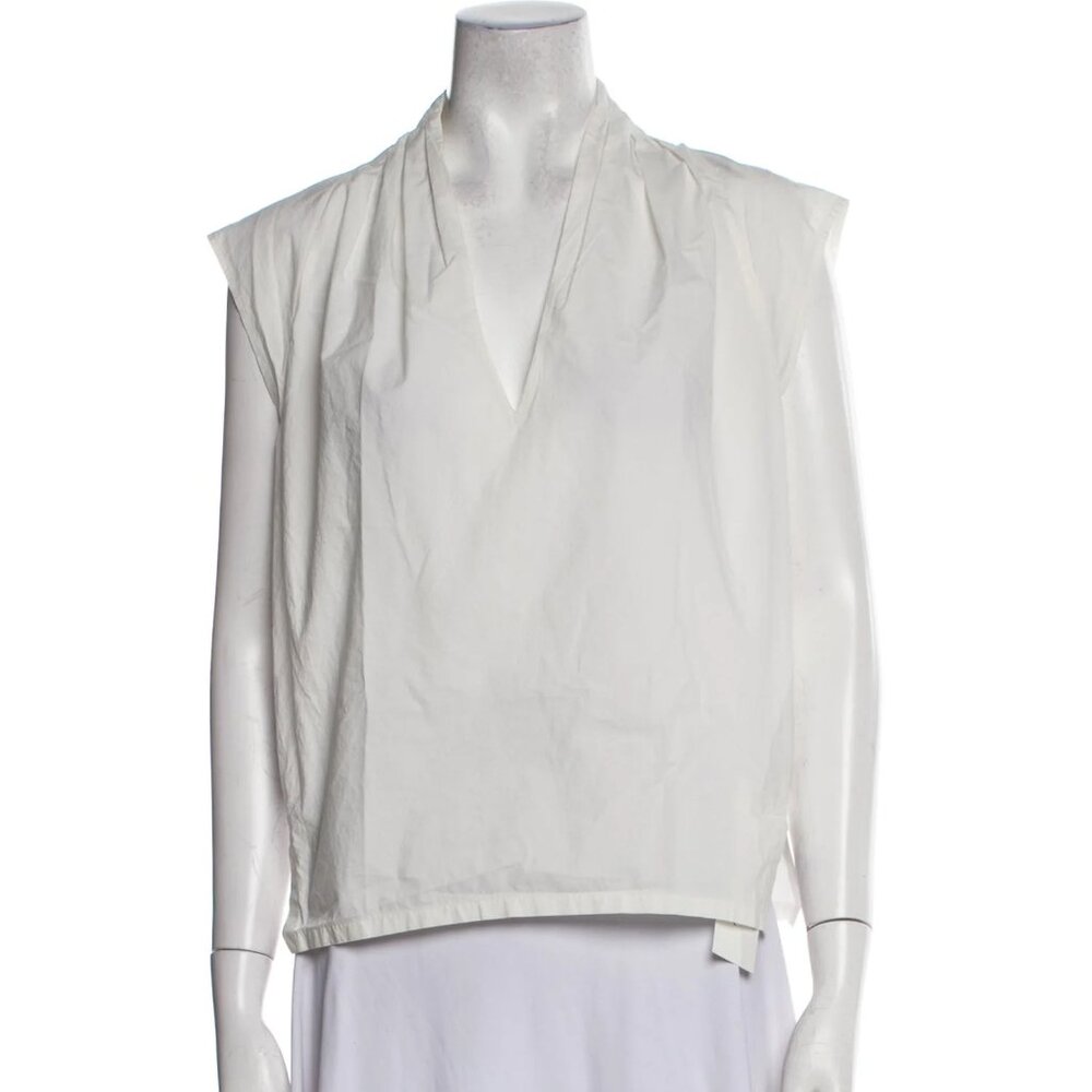 FRAME V-Neck Short Sleeve Blouse